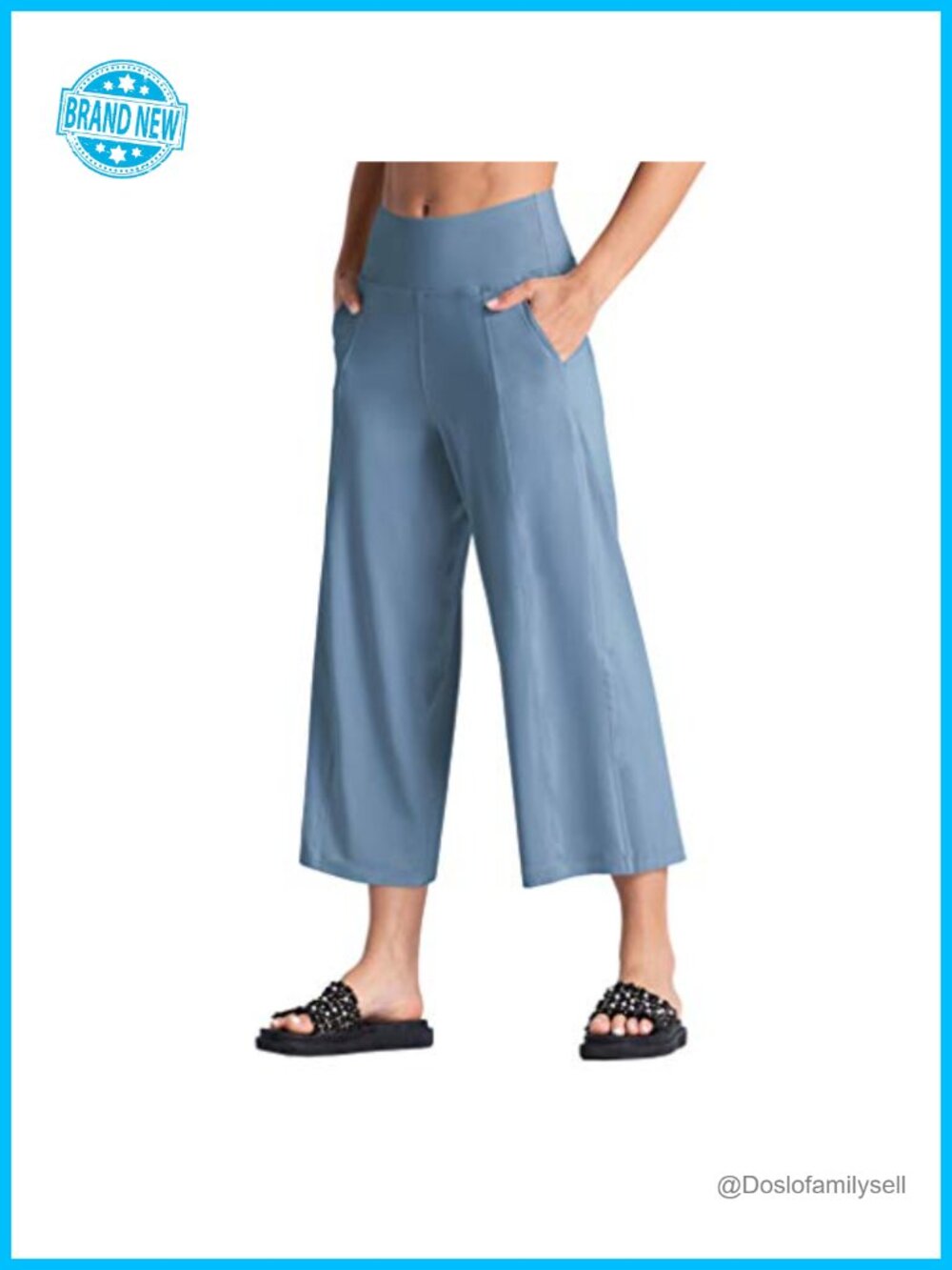 High Waist Flare Crop Yoga Pants with Pockets and Tummy Control